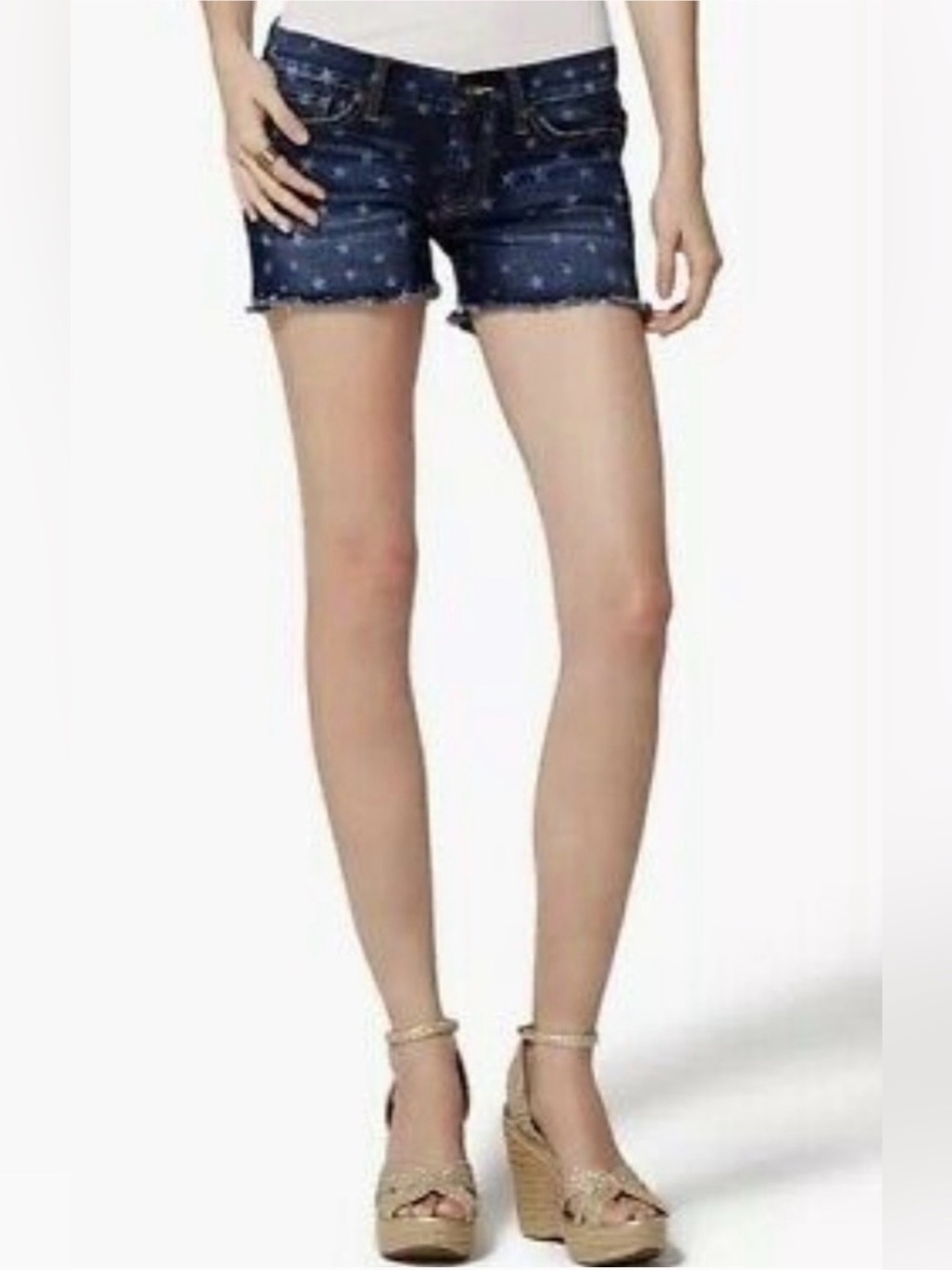 LIKE NEW lucky brand Riley denim shorts w/stars & back pocket w/stripes; 6/28